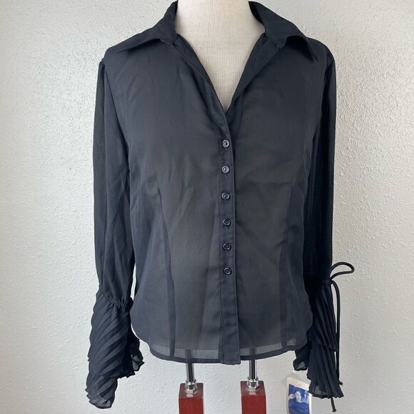 NWT Black Button Down Shirt Size 8 - Picture 1 of 8